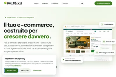 Screenshot of the Carnova homepage
