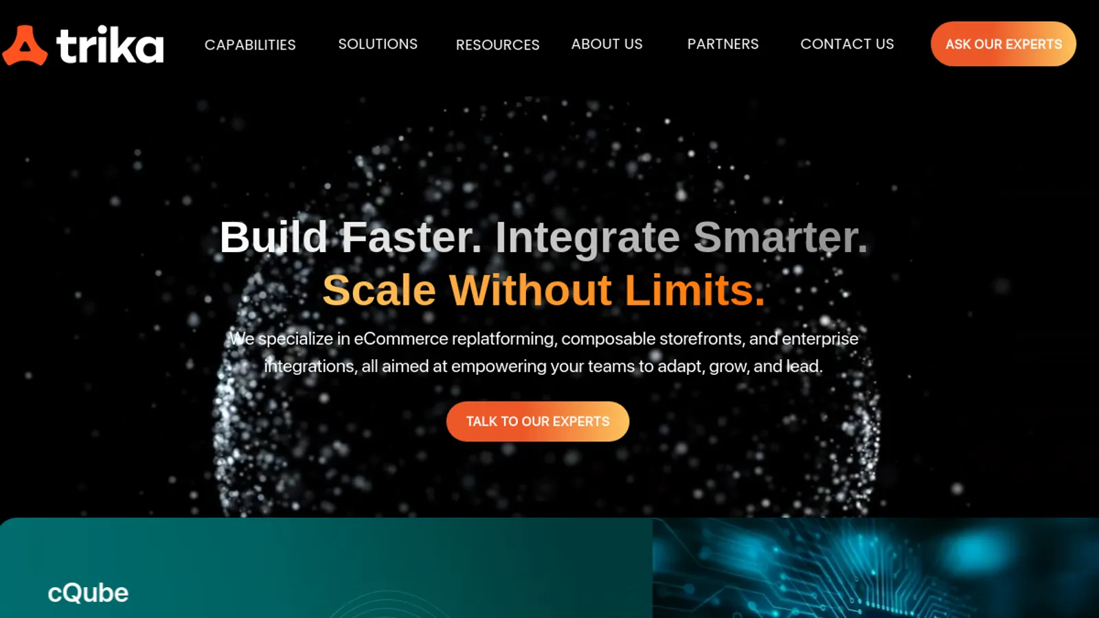 Screenshot of the Trika Technologies homepage