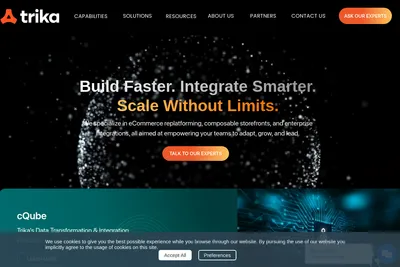 Screenshot of the Trika Technologies homepage