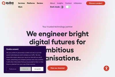 Screenshot of the Quba Digital Limited homepage