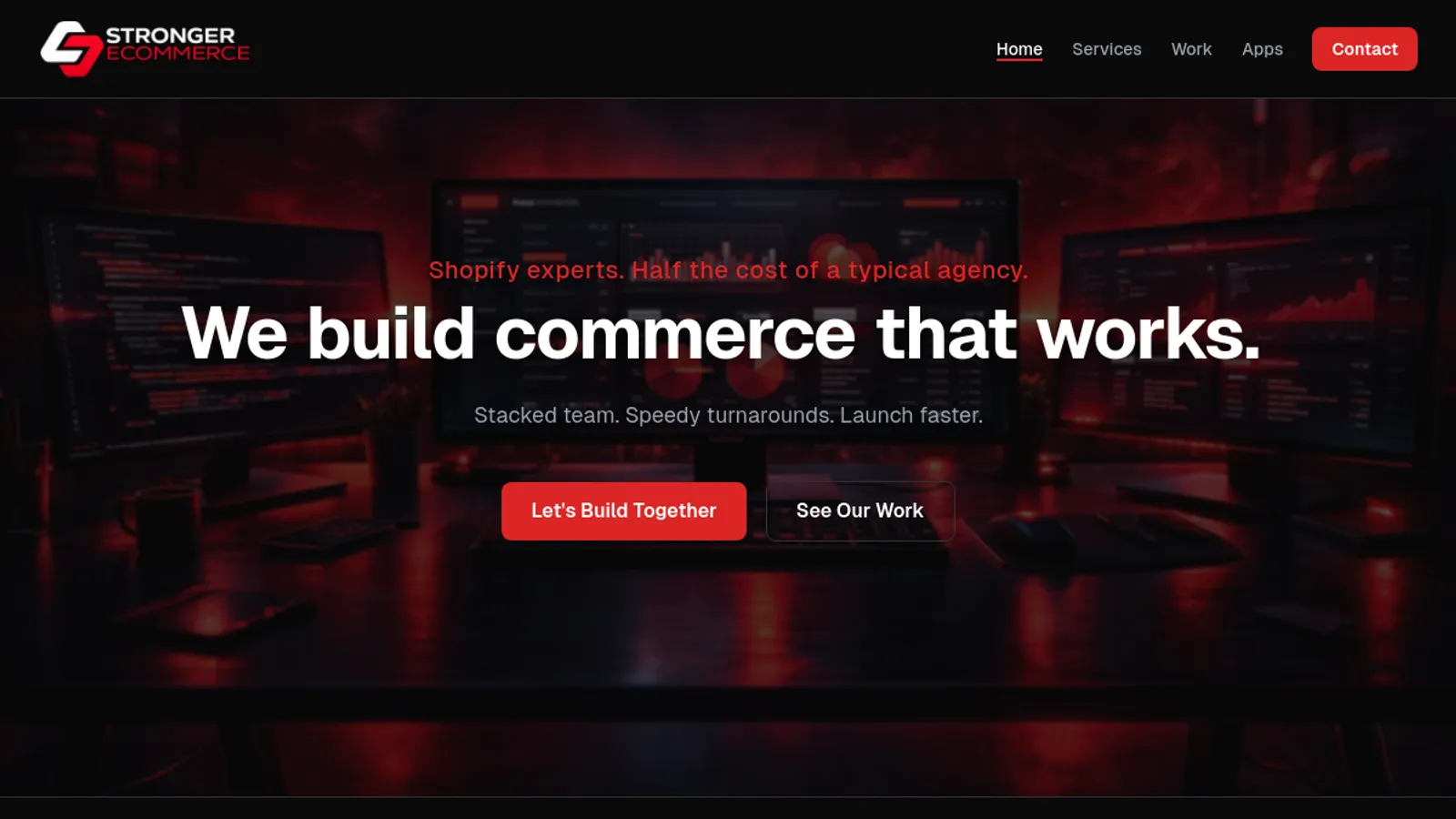 Screenshot of the Stronger eCommerce homepage