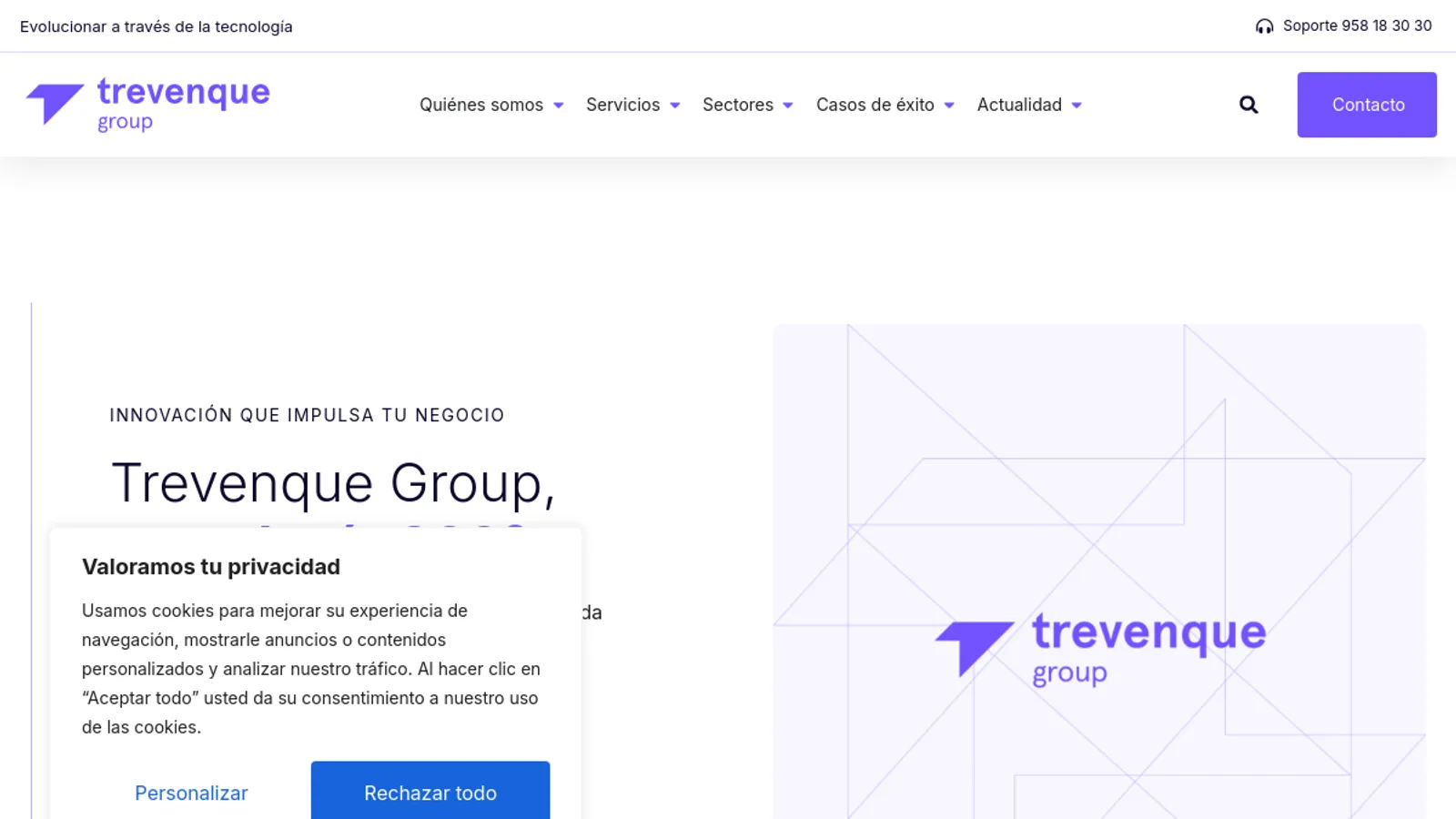 Screenshot of the Trevenque Group homepage