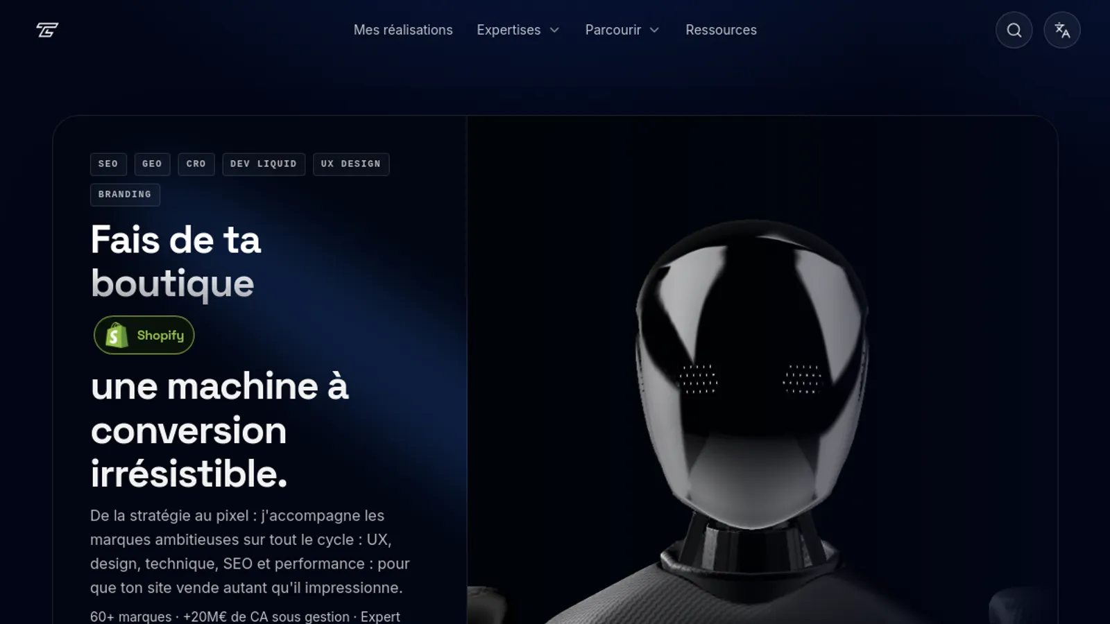 Screenshot of the Teo Comyn homepage