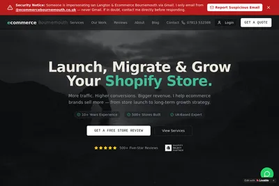 Screenshot of the Ecommerce Bournemouth (Ian Langton) homepage