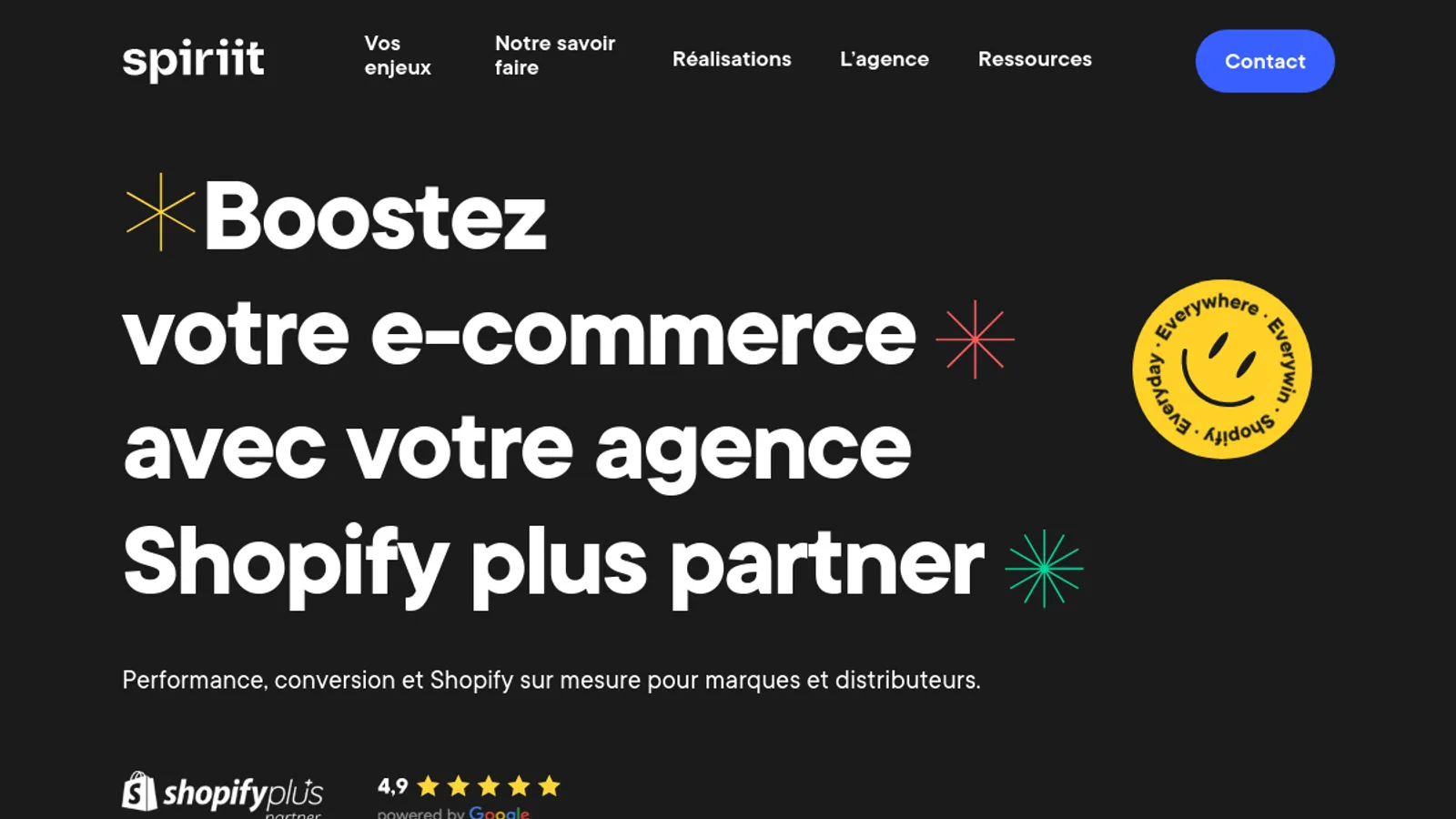 Screenshot of the Spiriit homepage