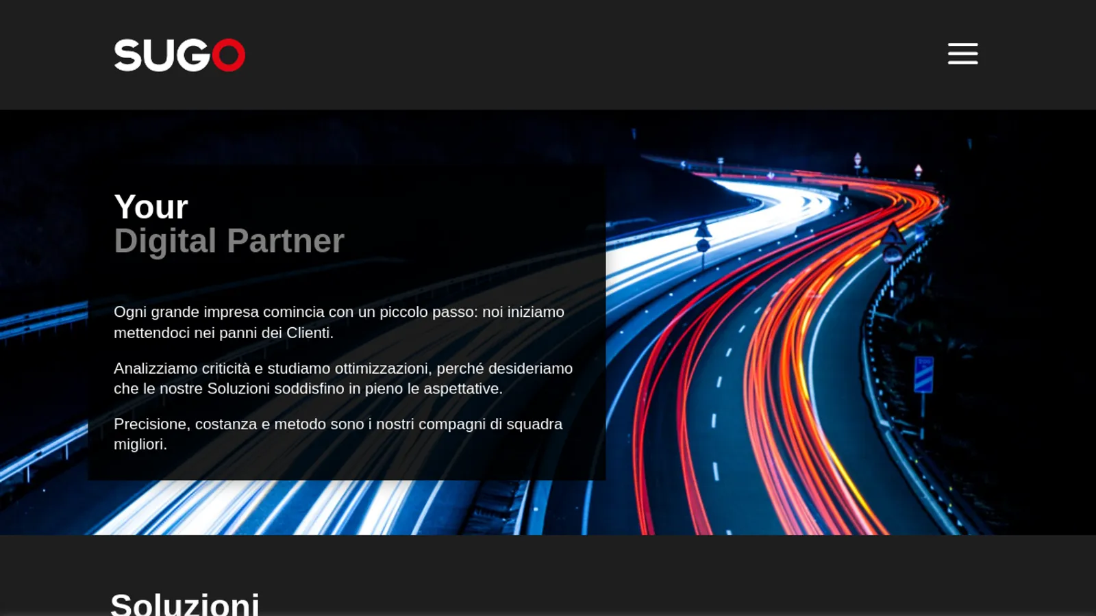 Screenshot of the Sugo Solutions homepage