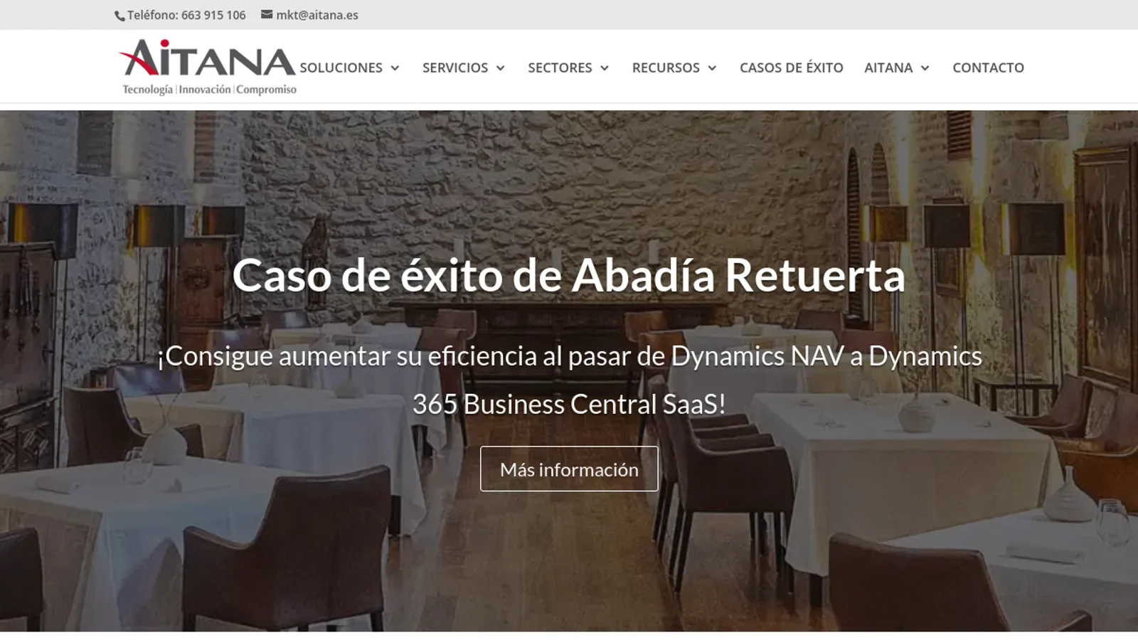 Screenshot of the Aitana-Opentix homepage