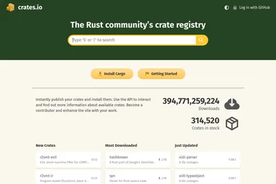 Screenshot of the crates.io homepage