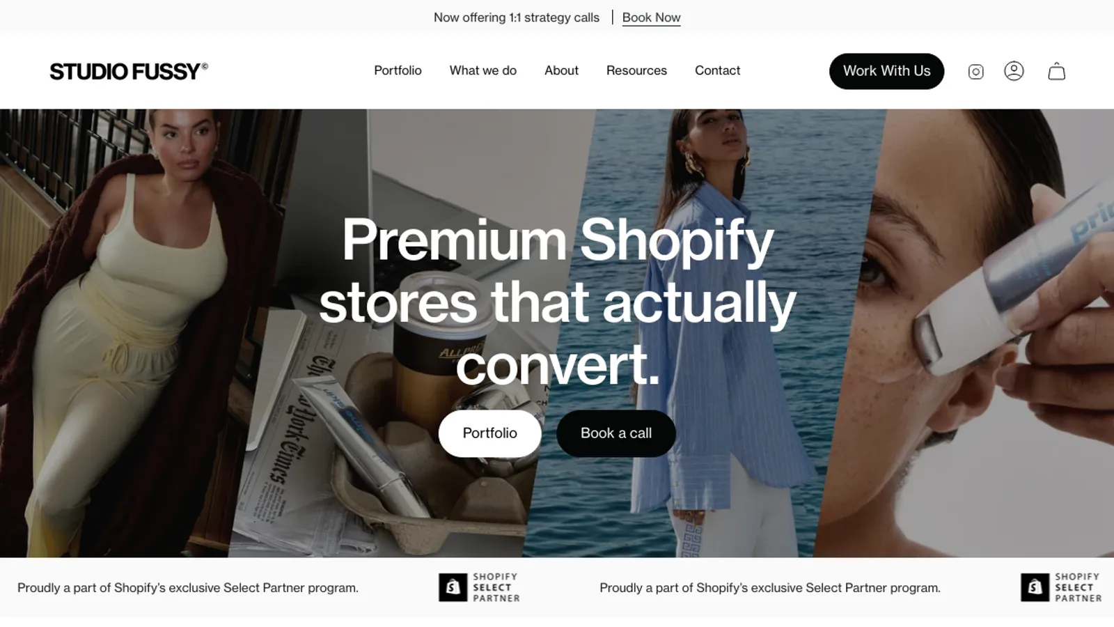 Screenshot of the STUDIO FUSSY homepage