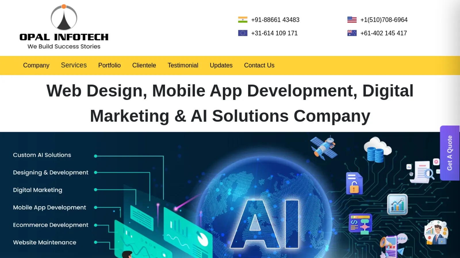 Screenshot of the Opal Infotech homepage