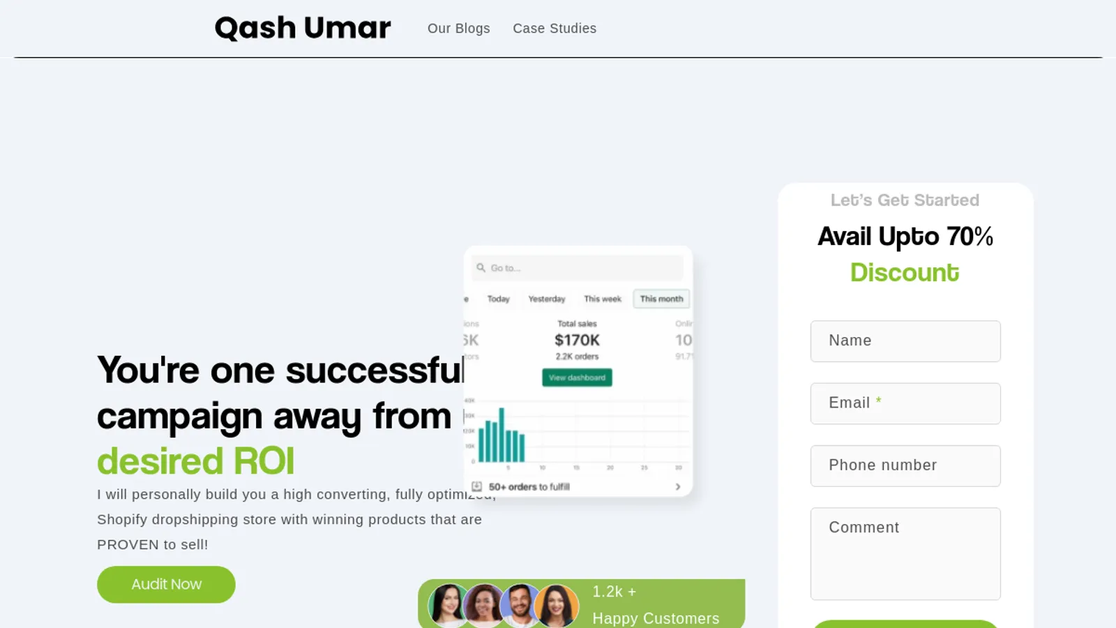 Screenshot of the Qash Umar homepage