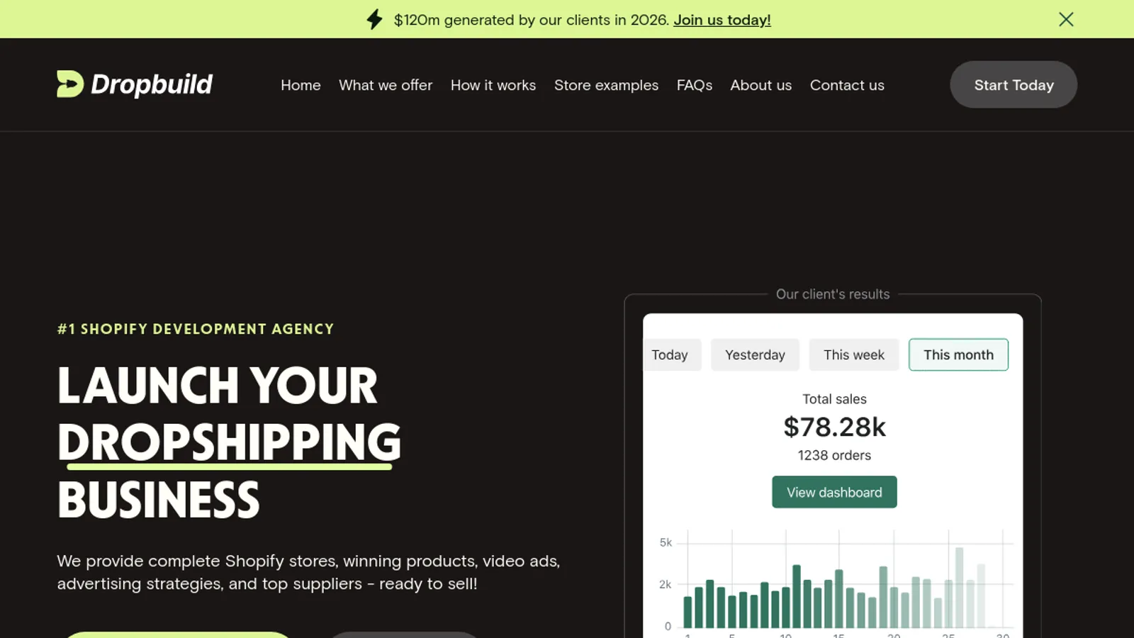Screenshot of the Dropbuild homepage