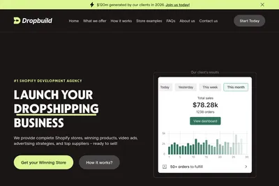 Screenshot of the Dropbuild homepage