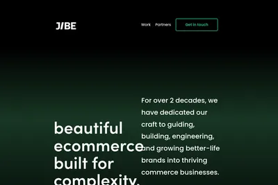 Screenshot of the JIBE homepage