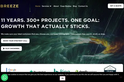 Screenshot of the Breeze Development homepage