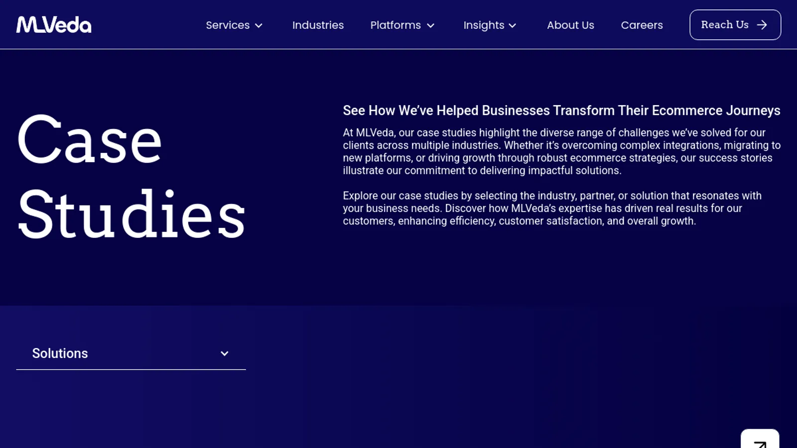 Screenshot of the MLVeda homepage