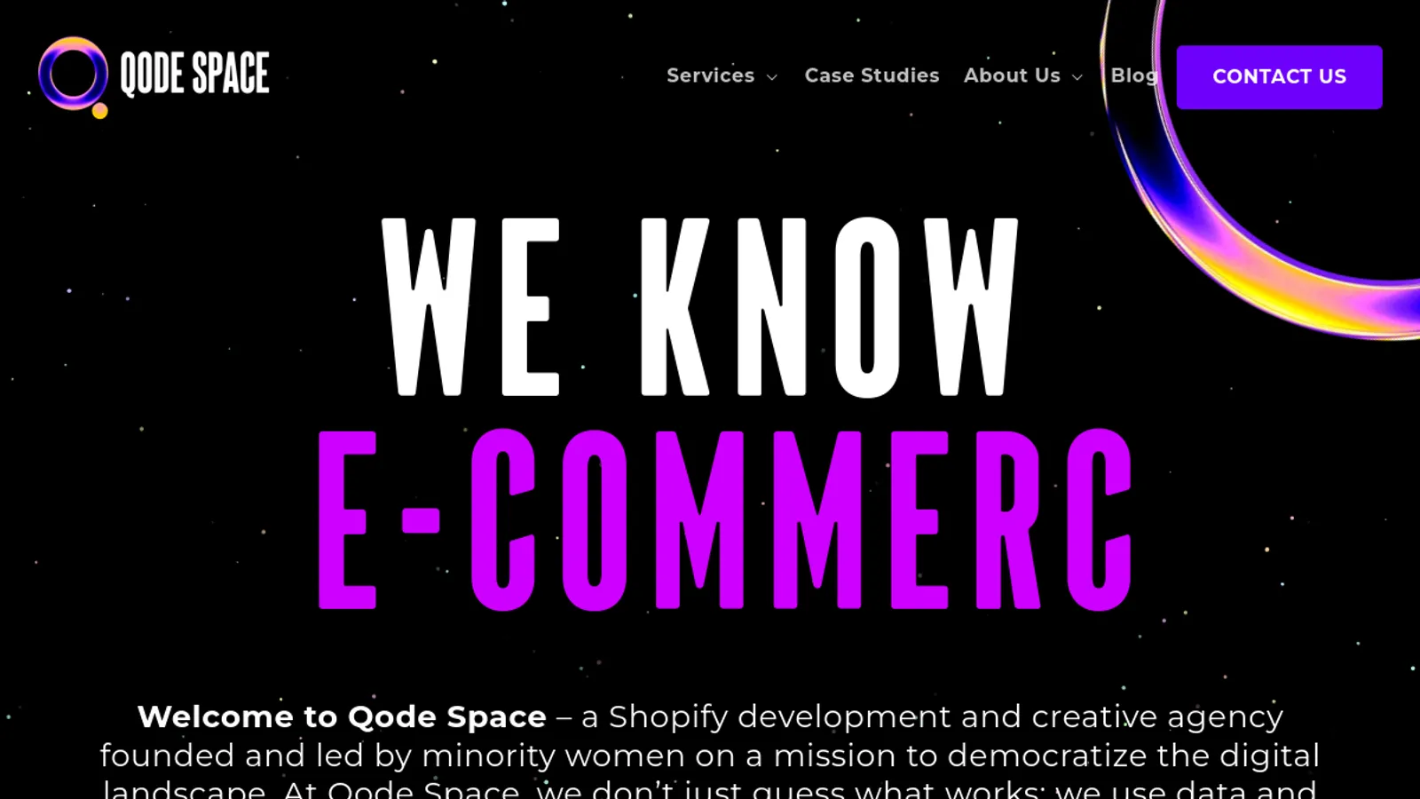 Screenshot of the Qode Space homepage