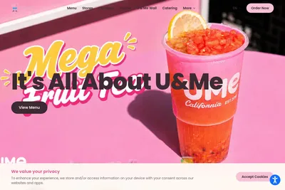 Ume Tea website homepage