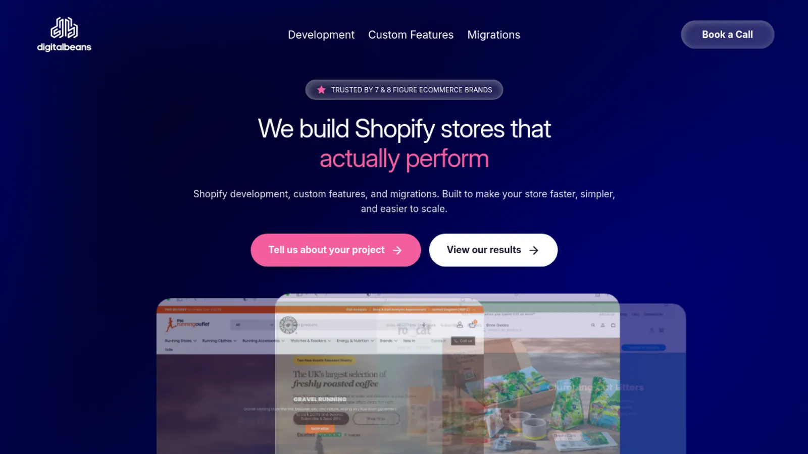 Screenshot of the digitalbeans homepage