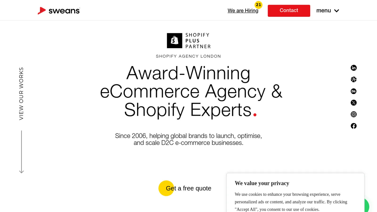 Screenshot of the Sweans Technologies Ltd homepage