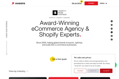 Screenshot of the Sweans Technologies Ltd homepage