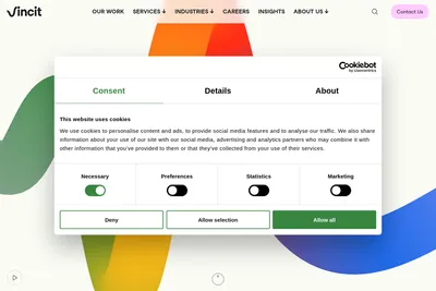 Screenshot of the Vincit homepage