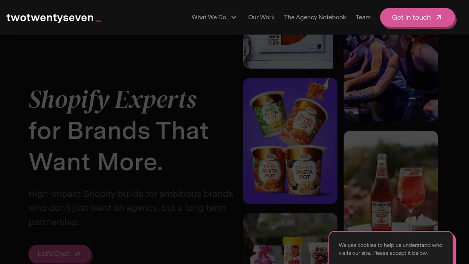 Screenshot of the twotwentyseven homepage