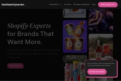 Screenshot of the twotwentyseven homepage