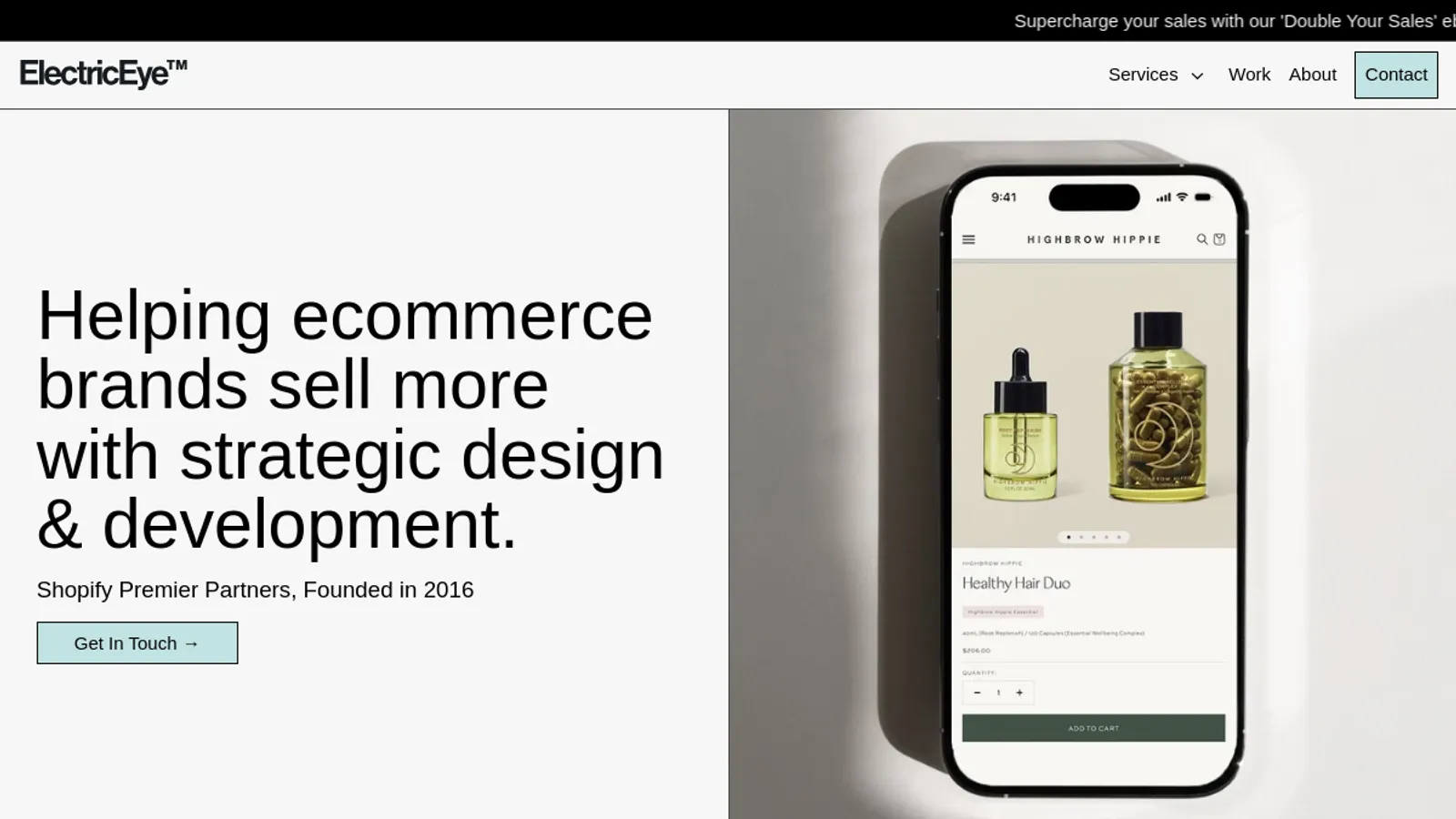 Screenshot of the Electric Eye homepage