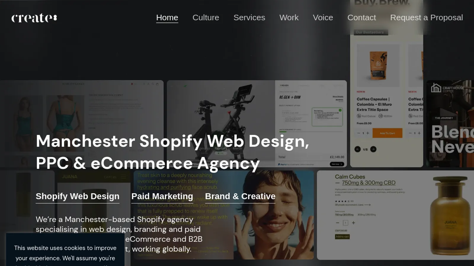 Screenshot of the Create8 homepage