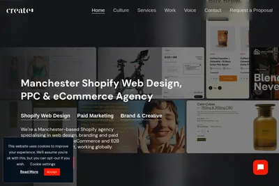 Screenshot of the Create8 homepage
