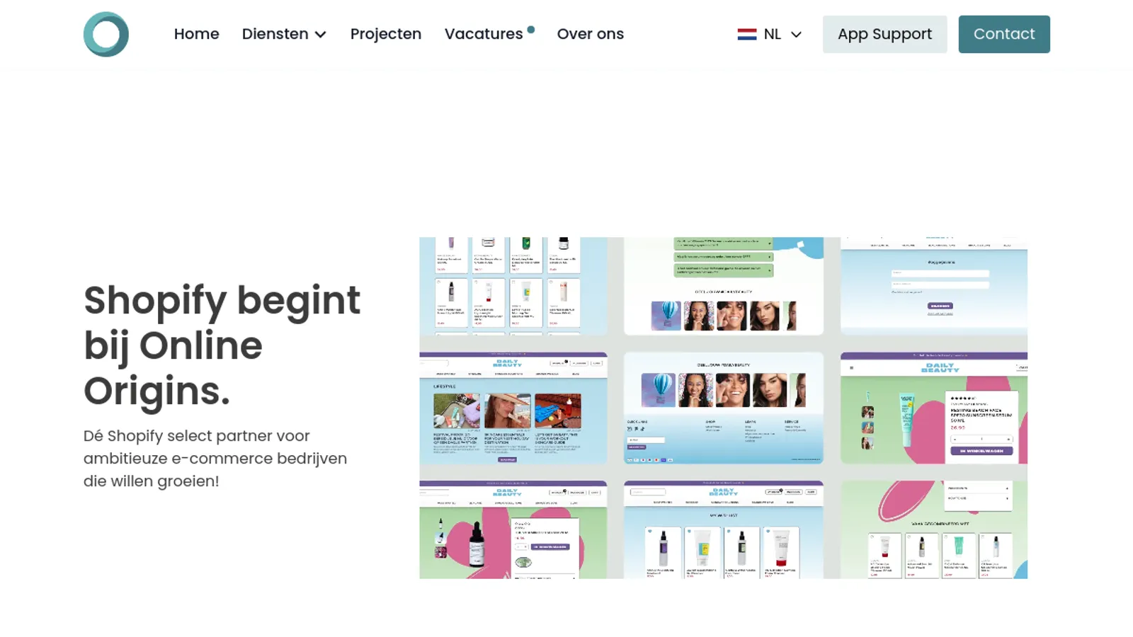 Screenshot of the Online Origins homepage