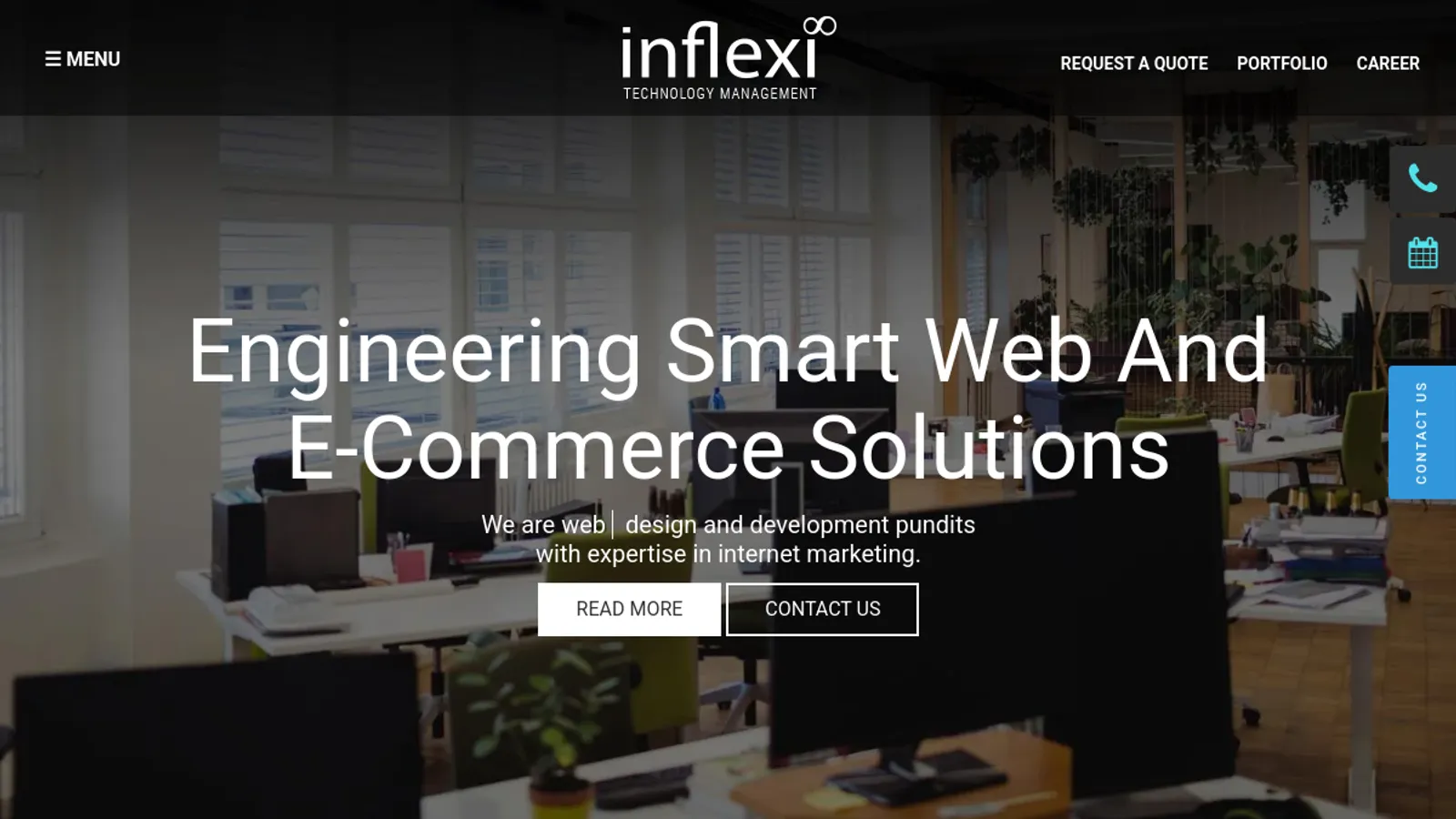 Screenshot of the Inflexi Technologies Pvt Ltd homepage