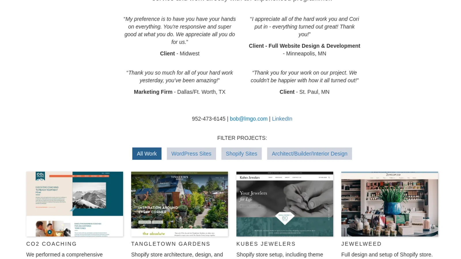 Screenshot of the Lynch Mueffelmann homepage