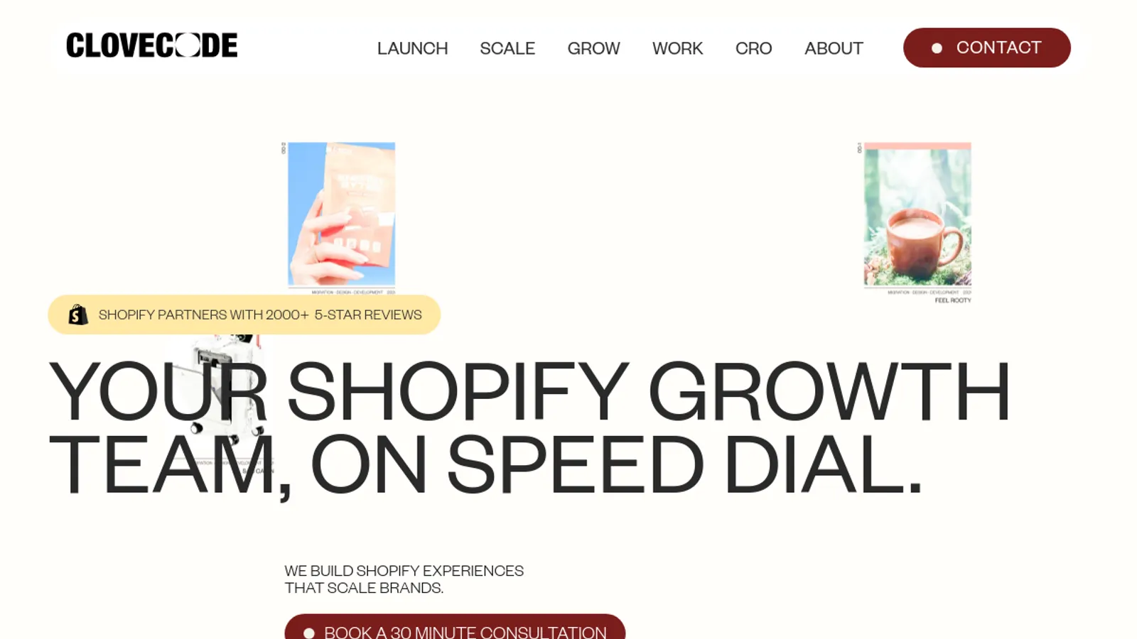 Screenshot of the CloveCode homepage