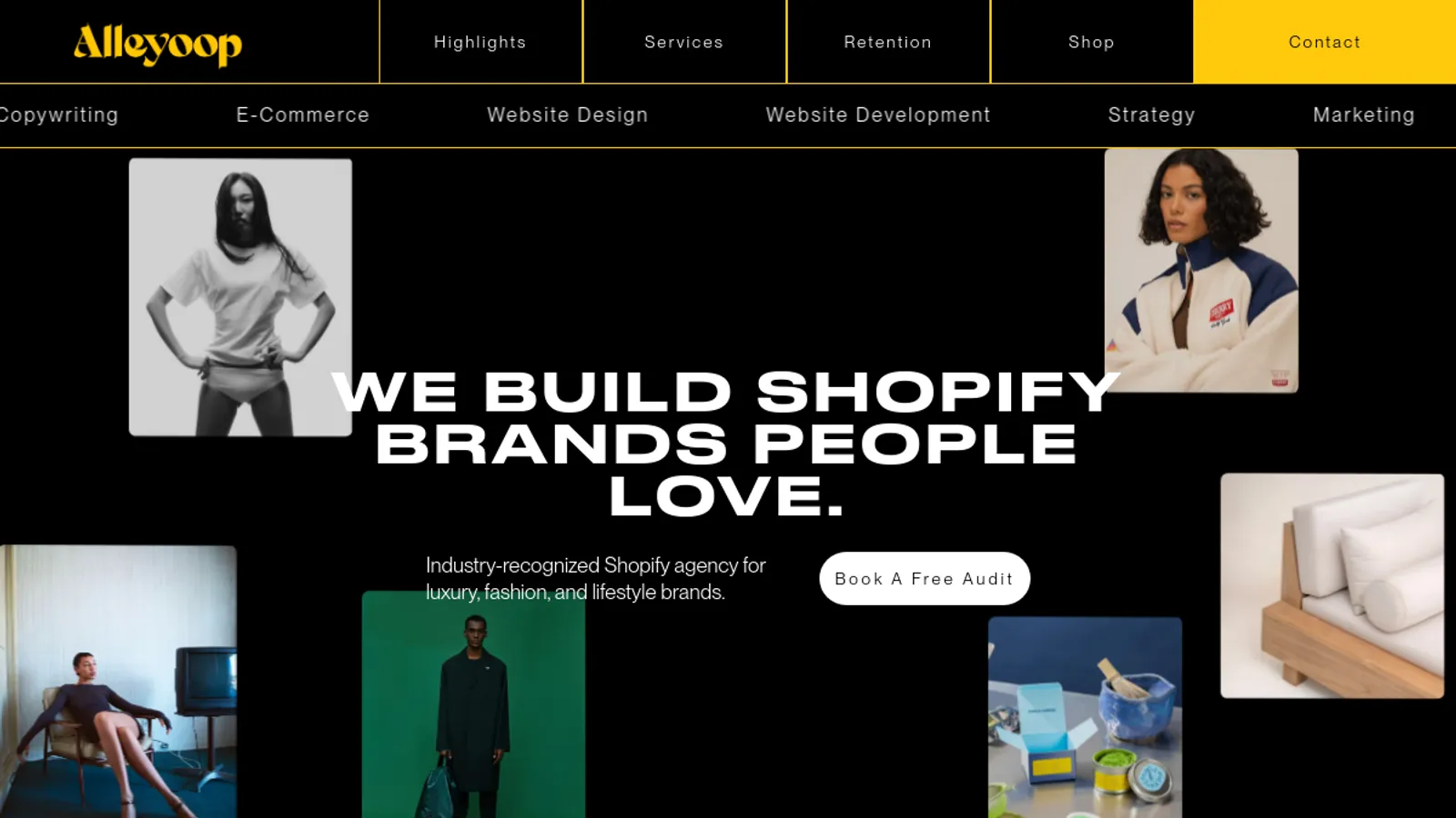 Screenshot of the Alleyoop homepage