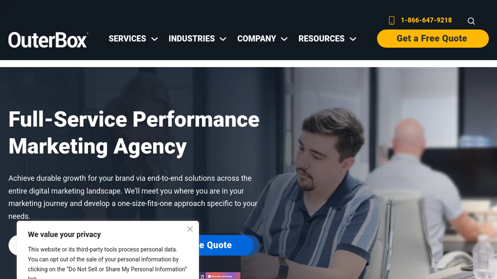 Screenshot of the Trinity homepage