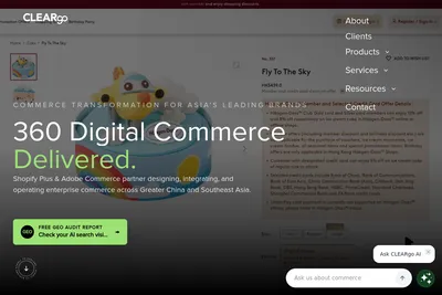 Screenshot of the Cleargo homepage