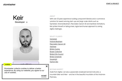Screenshot of the Keir Moffatt homepage