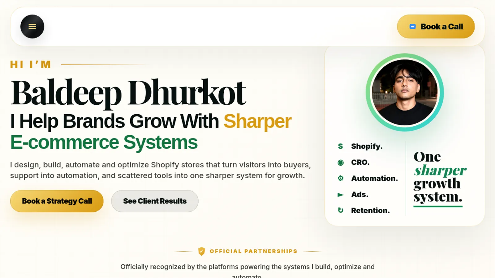 Screenshot of the Baldeep Dhurkot homepage