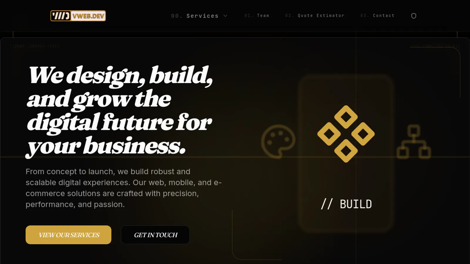Screenshot of the VWEB.DEV homepage
