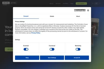 Screenshot of the Brand Active homepage
