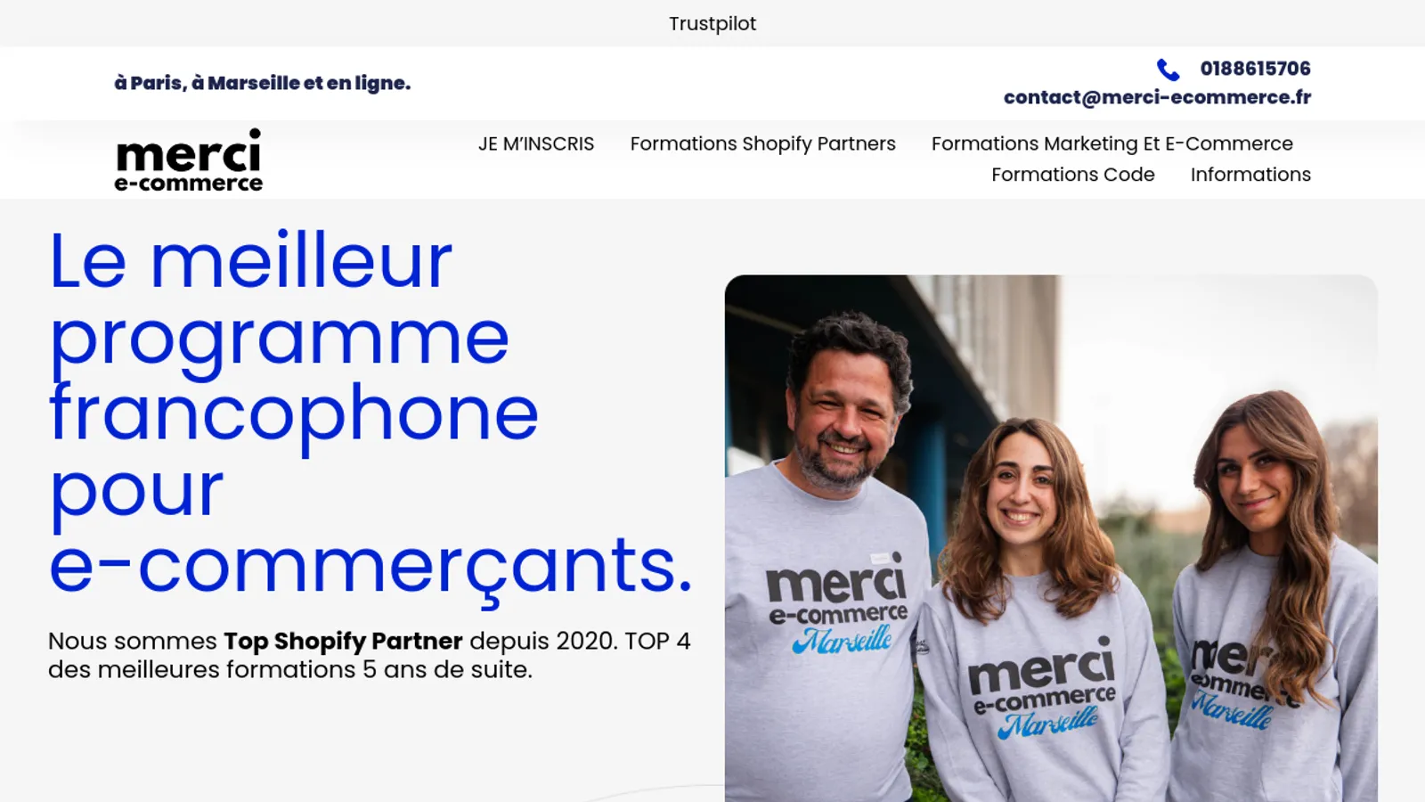 Screenshot of the Merci e-commerce homepage