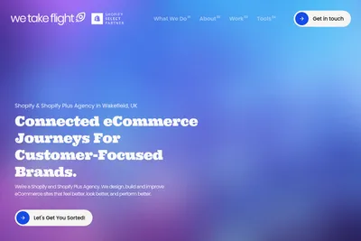 Screenshot of the We Take Flight homepage