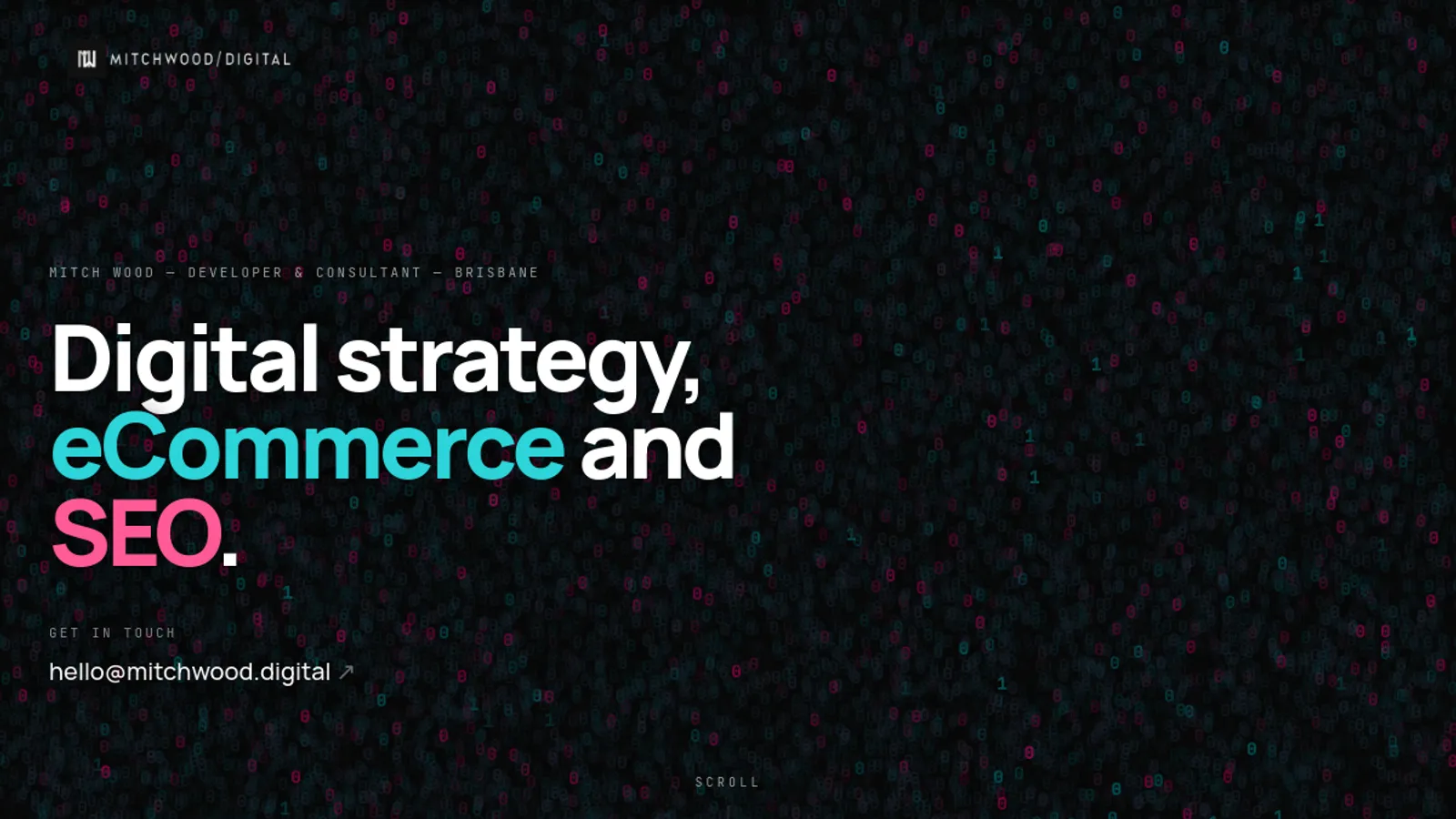 Screenshot of the mitchwood.digital homepage