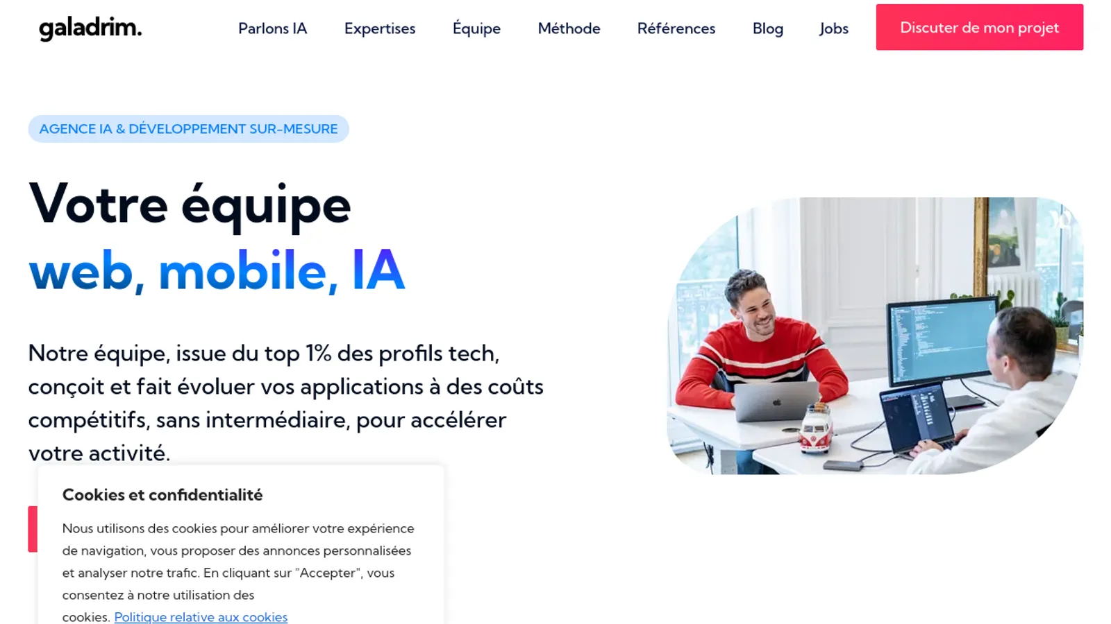 Screenshot of the Galadrim homepage