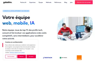 Screenshot of the Galadrim homepage