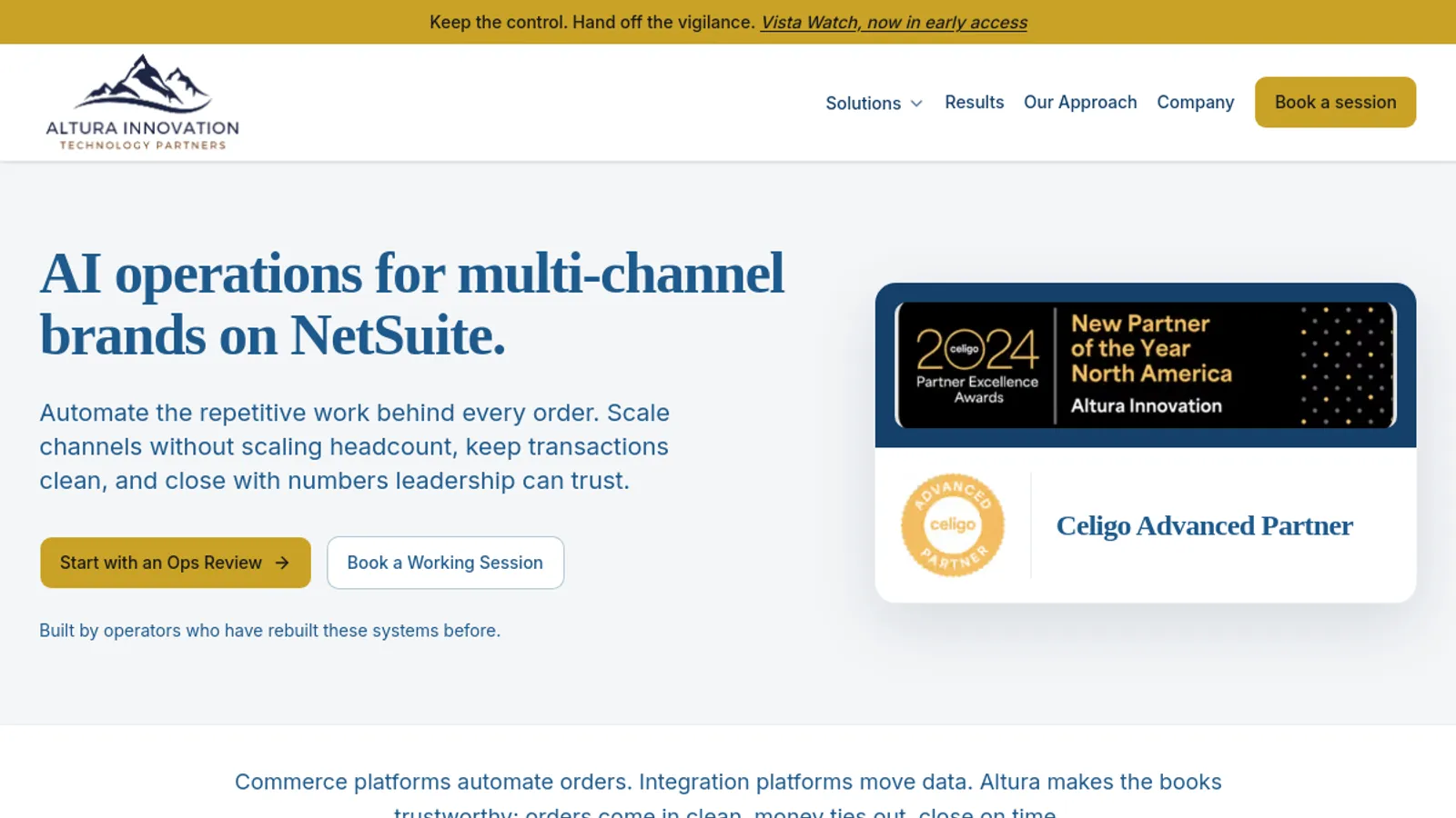 Screenshot of the Altura Innovation homepage