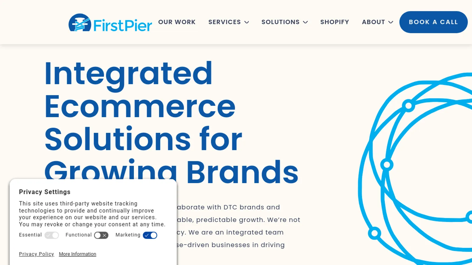 Screenshot of the First Pier homepage