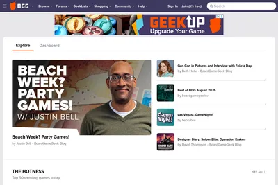 Screenshot of the BoardGameGeek homepage
